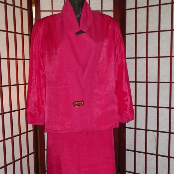 HOST PICK VTG Harrington Square 2 PC Pink Skirt Jacket Suit - Picture 5 of 11